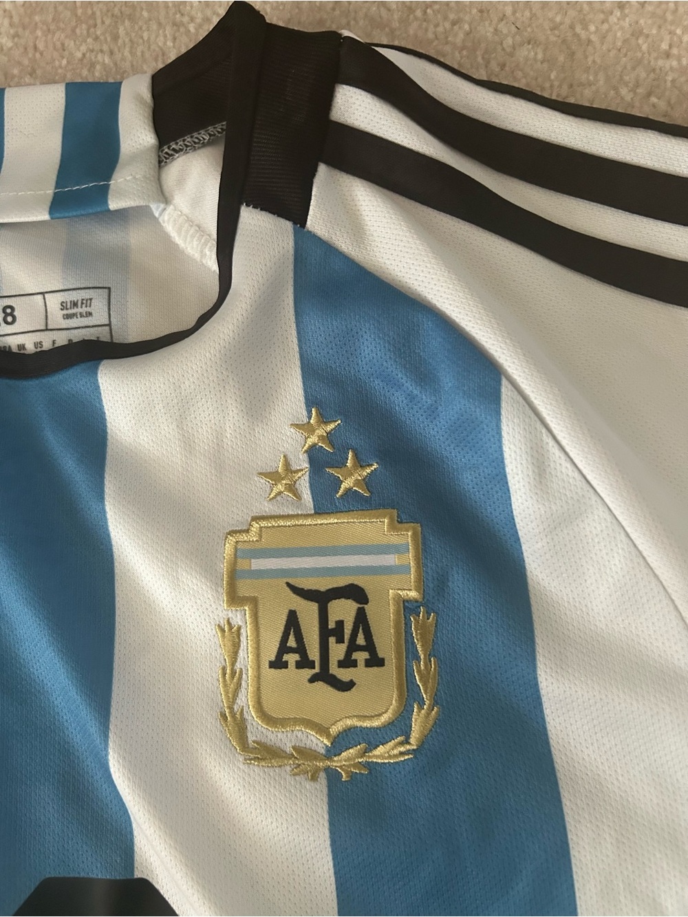 Lionel Messi adidas Argentina Youth Blue White Soccer Jersey - Picture 4 of 10